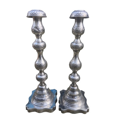 572 - A PAIR OF LONDON 1903 ORNATE SILVER CANDLESTICKS 11