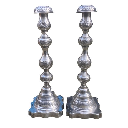 572 - A PAIR OF LONDON 1903 ORNATE SILVER CANDLESTICKS 11