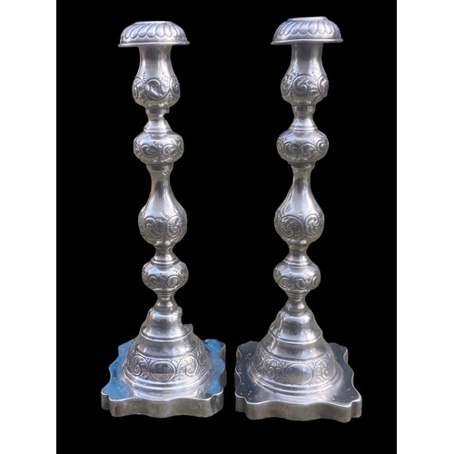 572 - A PAIR OF LONDON 1903 ORNATE SILVER CANDLESTICKS 11