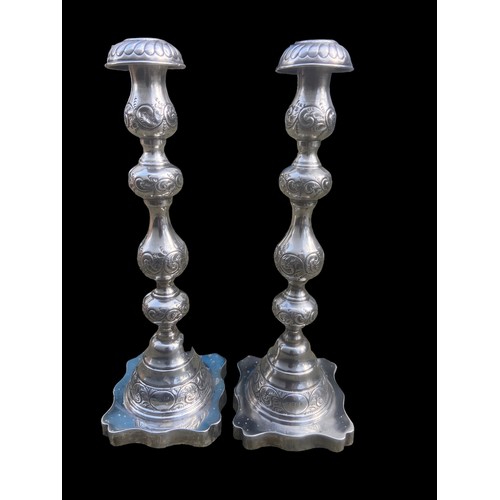 572 - A PAIR OF LONDON 1903 ORNATE SILVER CANDLESTICKS 11