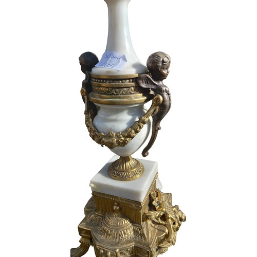 397 - ORNATE BRASS AND MARBLE TABLE LAMP