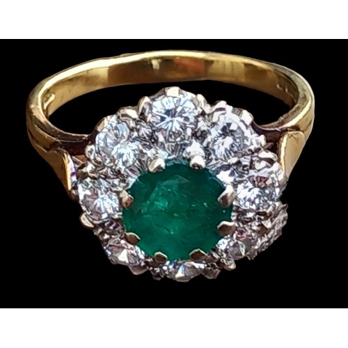 240A - STUNNING 18ct EMERALD AND DIAMOND RING SIZE 