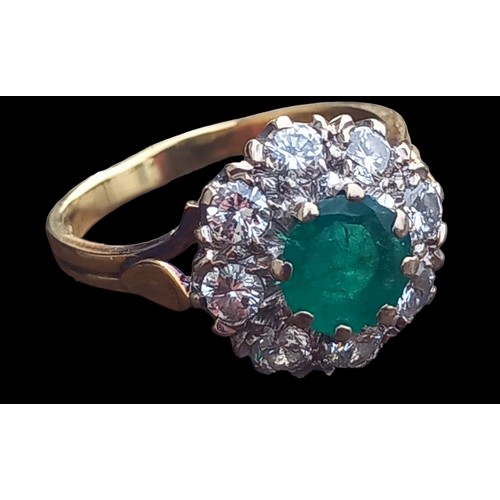 240A - STUNNING 18ct EMERALD AND DIAMOND RING SIZE 