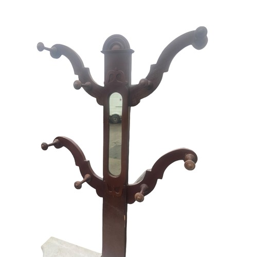 30 - A VICTORIAN MAHOGANY HALL TREE WITH A MARBLE SHELF