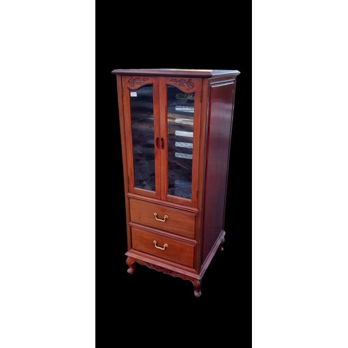 32 - A WALNUT ORIENTAL CABINET WITH LIFT UP LID 22x53x22