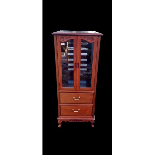 32 - A WALNUT ORIENTAL CABINET WITH LIFT UP LID 22x53x22