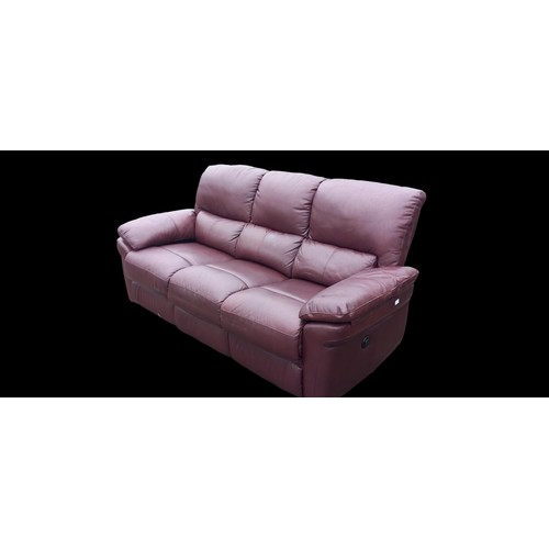 139 - A BROWN LEATHER ELECTRIC RECLINING 3 SEATTER SOFA