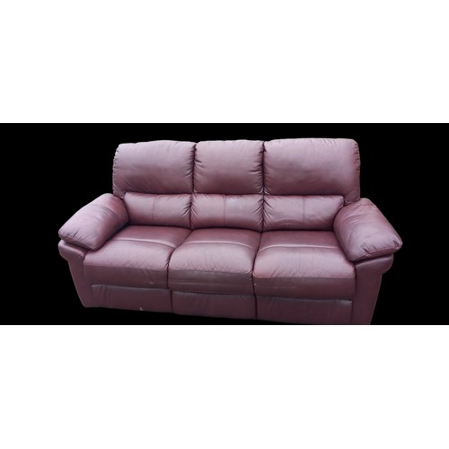 139 - A BROWN LEATHER ELECTRIC RECLINING 3 SEATTER SOFA