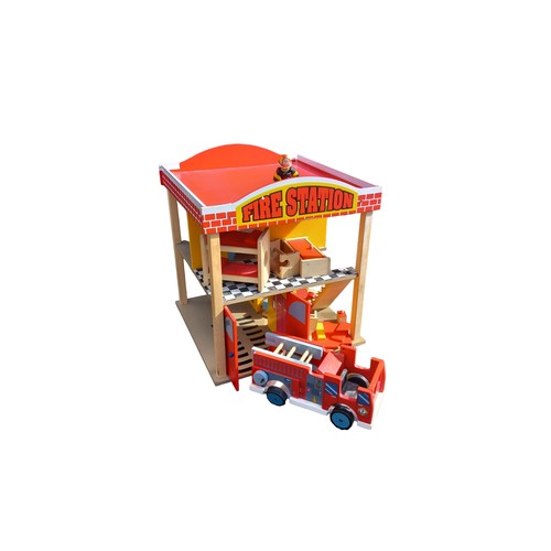 16 - ALL WOODEN TOY FIRE STATION