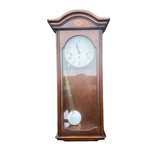 38 - MAHOGANY INLAID CLOCK BY HERMLE