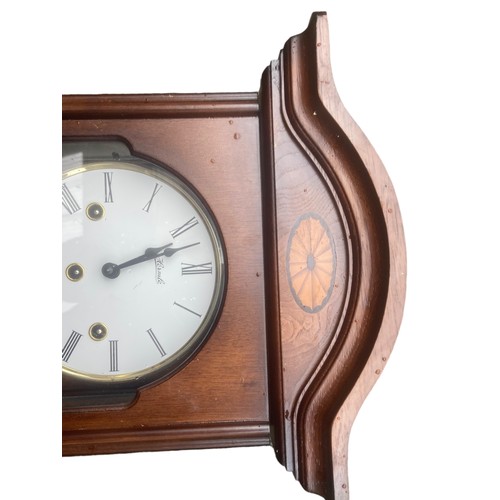 38 - MAHOGANY INLAID CLOCK BY HERMLE