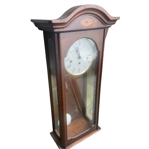 38 - MAHOGANY INLAID CLOCK BY HERMLE