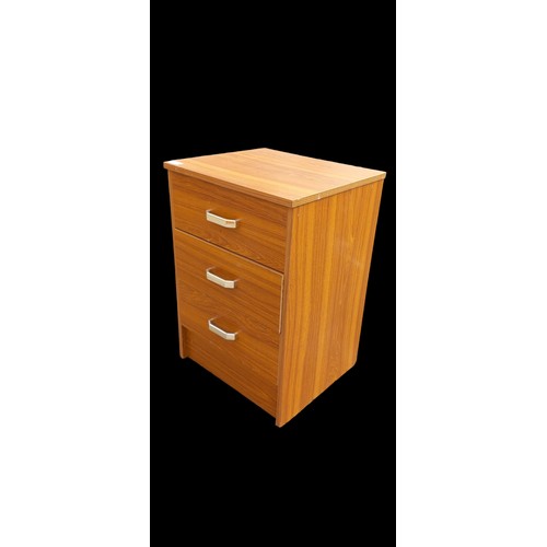 44 - TEAK 3 DRAWER BEDSIDE