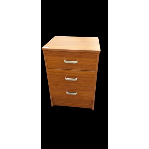 44 - TEAK 3 DRAWER BEDSIDE