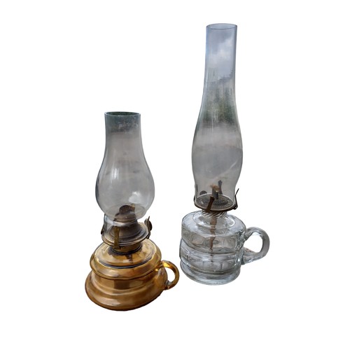 65 - 2 GLASS FINGER LAMPS