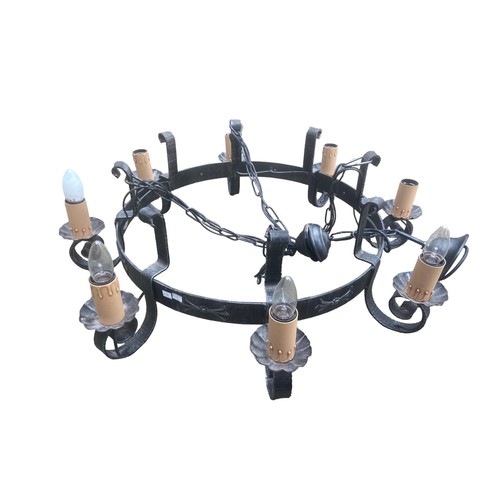 590 - LARGE BLACK METAL CHANDALIER