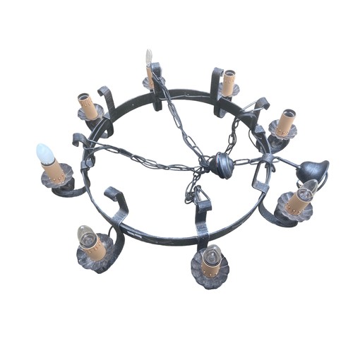 590 - LARGE BLACK METAL CHANDALIER