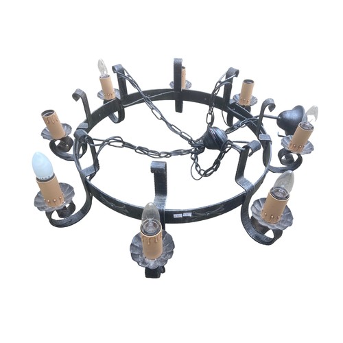 590 - LARGE BLACK METAL CHANDALIER