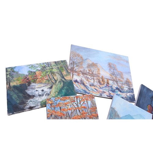 68 - 5 PAINTINGS ON CANVAS