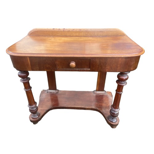 72 - A VICTORIAN MAHOGANY HALL TABLE WITH DRAWER