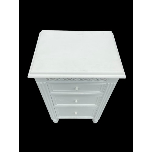 115 - A VERY NICE  DRAWER  WHITE BEDSIDE CHEST