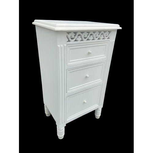 115 - A VERY NICE  DRAWER  WHITE BEDSIDE CHEST