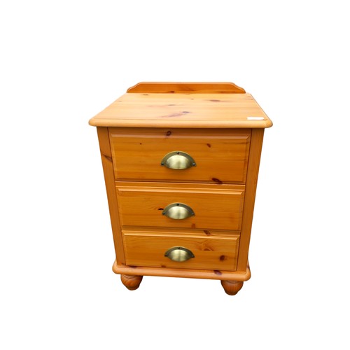 120 - PINE 3 DRAWER BEDSIDE