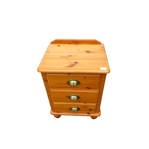 120 - PINE 3 DRAWER BEDSIDE