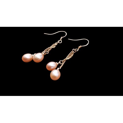 157 - SILVER AND PEARL DROP EARRINGS