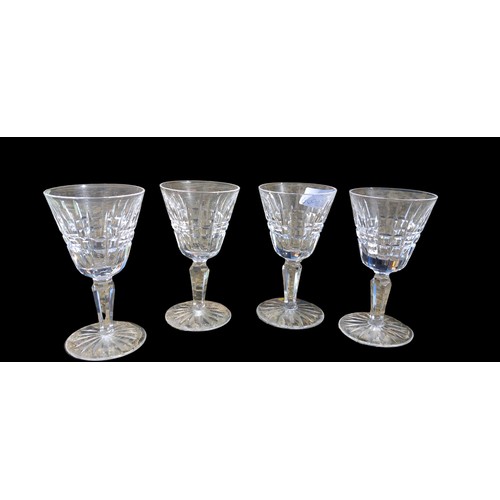 185 - 4 WATERFORD CRYSTAL GLENMORE CLARET WINE GLASSES