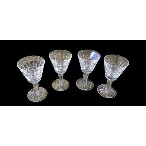 185 - 4 WATERFORD CRYSTAL GLENMORE CLARET WINE GLASSES