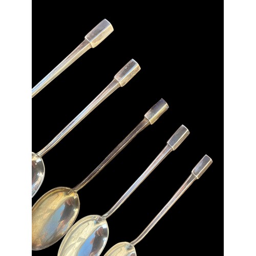 225 - A SET OF 5 SHEFFIEILD SILVER TEASPOONS 44G