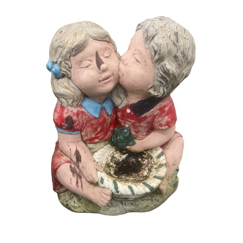 76 - 2 GARDEN ORNAMENTS- YOUNG KISS & SITTING GIRL