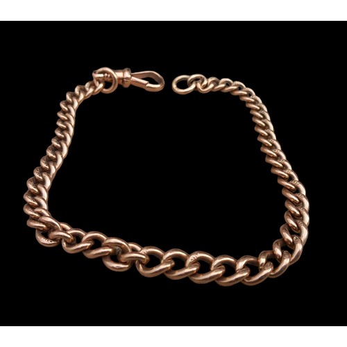 547 - A 9ctc ROSE GOLD HALF ALBERT GRADUATED BRACELET 8.5