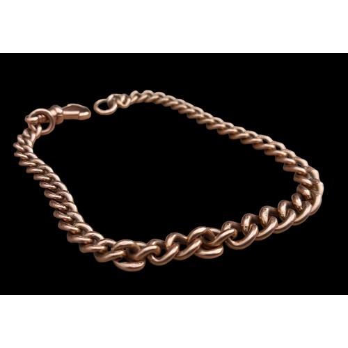 547 - A 9ctc ROSE GOLD HALF ALBERT GRADUATED BRACELET 8.5