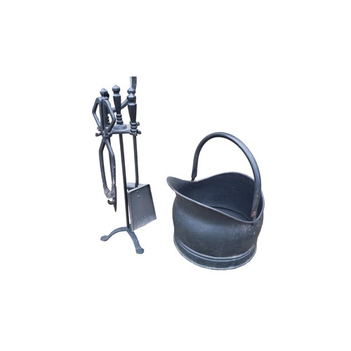 8 - METAL COMPANION SET AND COAL SCUTTLE