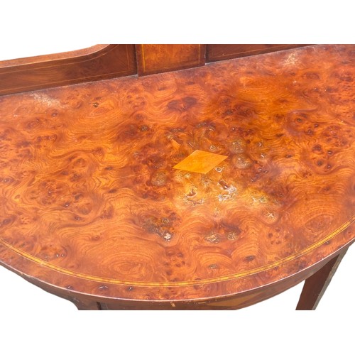 86 - AN ANTIQUE INLAID GALLERY BACK TABLE 3ft X 19