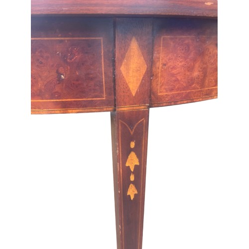 86 - AN ANTIQUE INLAID GALLERY BACK TABLE 3ft X 19