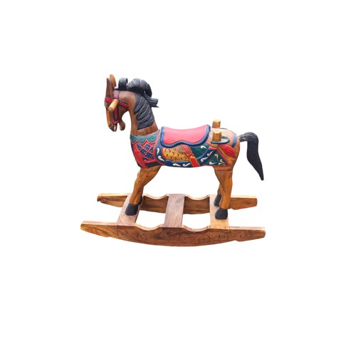 127 - SOLID CARVED WOODEN ROCKING HORSE