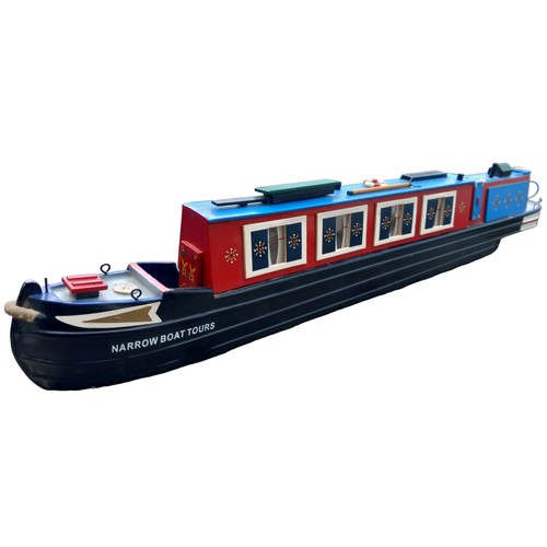 132 - HANDMADE WOODEN NARROW BOAT 51cm