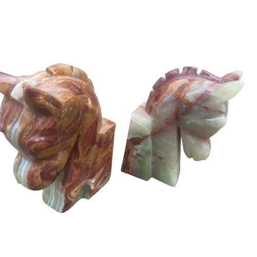 143 - PAIR OF MARBLE HORSE HEAD BOOKENDS 6