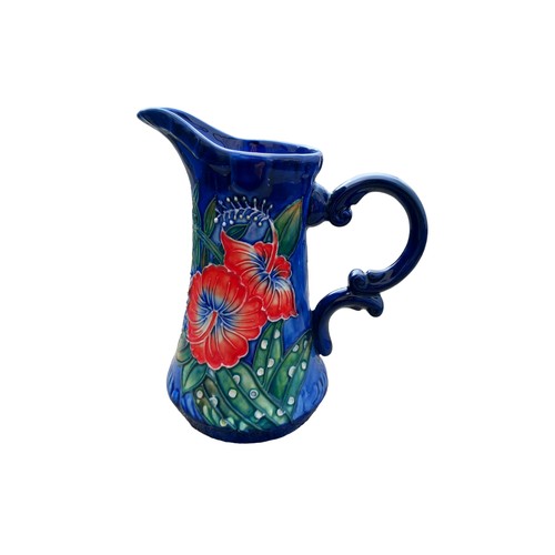 155 - OLD TUPTON WARE TUBELINED HIBISCUS FLORAL JUG 15cm