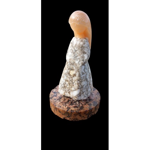 34 - MARBLE GIRL FIGURE ON MARBLE STAND 5