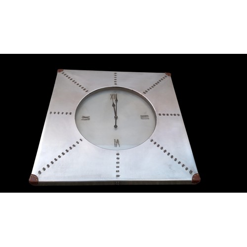 53 - SHOTGUN METAL SQUARE WALL CLOCK 3FT SQ