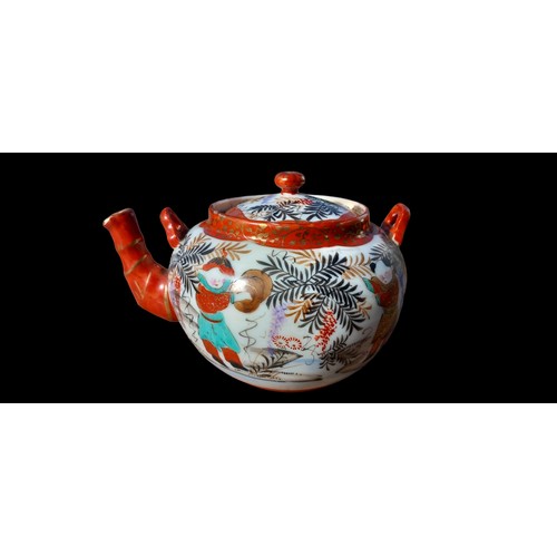 99 - A HAND PAINTED JAPANESE TEAPOT MARKINGS ON BASE