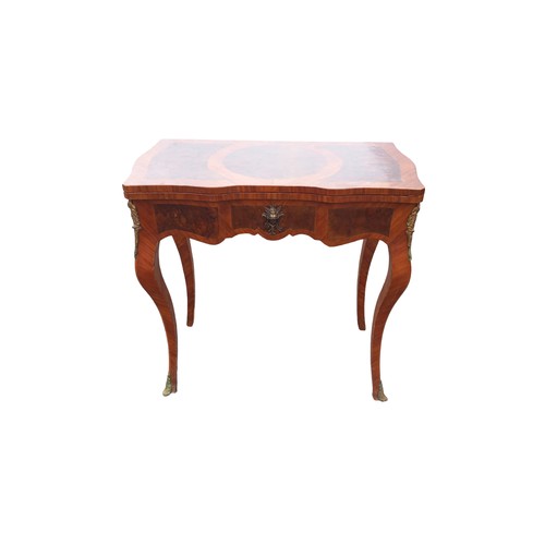 121 - FRENCH TULIPWOOD AND ORMOLU MOUNTED TURN OVER LEAF GAMES TABLE