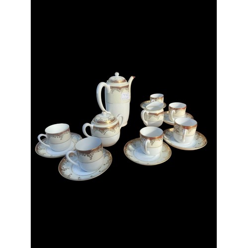 133 - A 15 PIECE HAND PAINTED COFFEE SET BY METO