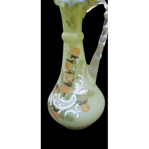 137 - A HAND PAINTED AND BLOWN VICTORIAN RUFFLE EDGE VASE 24CM