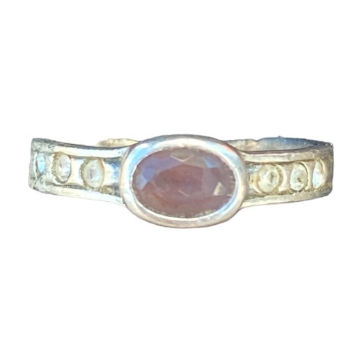 166 - SILVER AMETHYST GEM SET RING