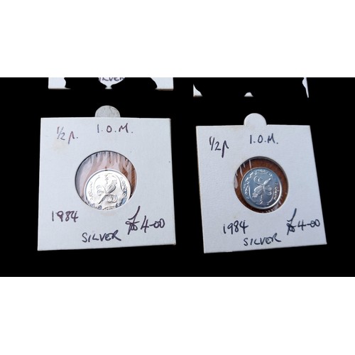 179 - 4 OF 1984 SILVER ISLE OF MAN HALF PENNYS